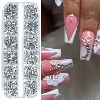 Kit-2 Silver Rhinestone Case Kit + ชุดเคส Rhinestone สีสันสดใสสําหรับแต่งหน้าและเล็บ