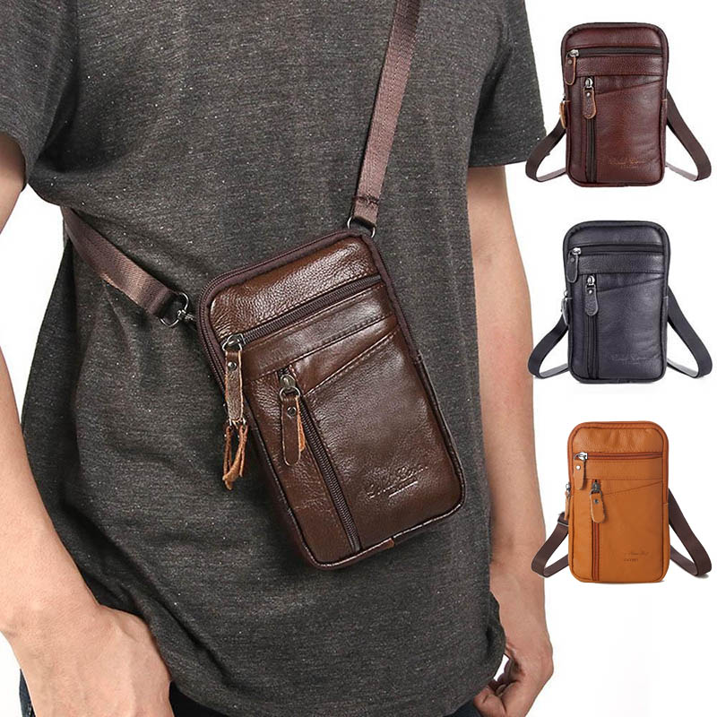 กระเป๋าสะพายหนังขนาดเล็กอเนกประสงค์สําหรับผู้ชาย-เคสโทรศัพท์สะพายข้างและกระเป๋าหน้าอกของขวัญพกพาทุกวันสําหรับเขา