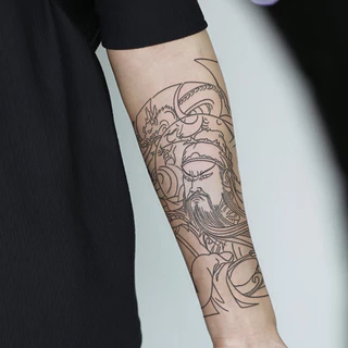 สติกเกอร์รอยสักชั่วคราวลายกวนอู สำหรับปาร์ตี้ฮาโลวีน กันน้ำ ดีไซน์เสมือนจริง สำหรับผู้ชายและผู้หญิง