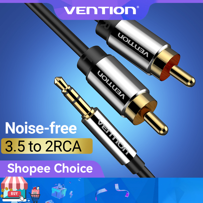 Vention RCA สายเคเบิ้ลแจ็ค 3.5 มม. เป็น 2RCA AUX ชุบทอง สเตอริโอ ตัวแยกสัญญาณ Y ตัวผู้ เป็นตัวผู้ สําหรับโฮมเธียเตอร์ ลําโพง DVD TV