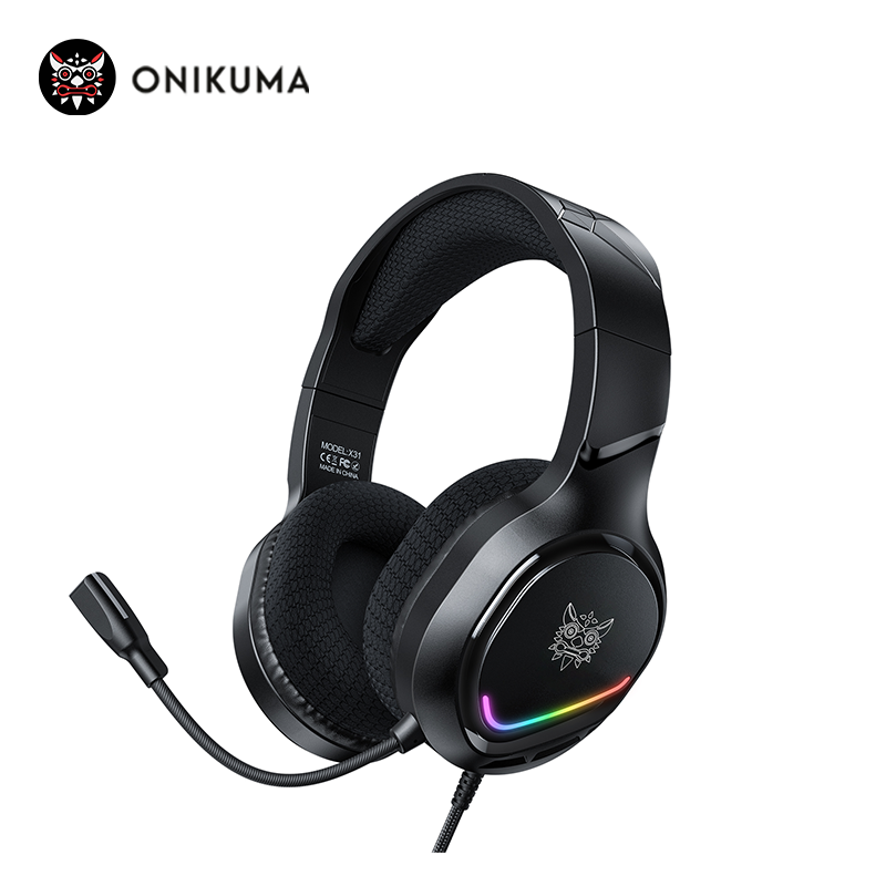 ONIKUMA X31 ชุดหูฟังแบบมีสายตัดเสียงรบกวน Immersive เกมเพลงหูฟัง RGB ไฟสามมิติรอบทิศทางไมโครโฟน Espo