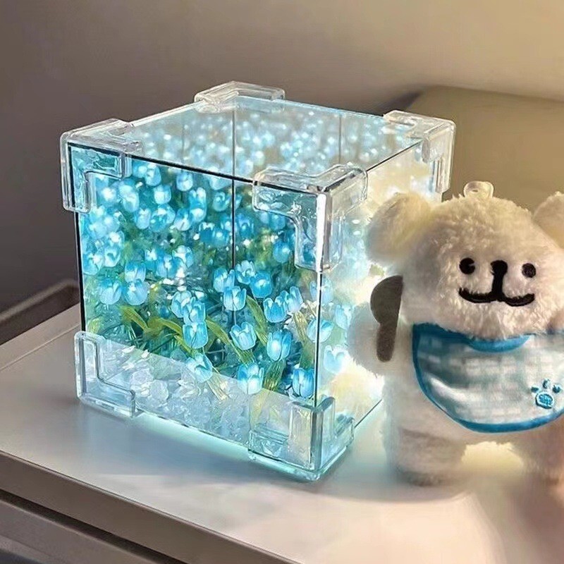 DIY อะคริลิคทิวลิป Night Light – โคมไฟตั้งโต๊ะดอกไม้กระจก Cube 2-in-1, การออกแบบ 30 ดอกไม้, วันเกิดที่สมบูรณ์แบบ/แม่s ของขวัญวันสําหรับผู้หญิงและสาว,chaewon,จอภาพ,orbeez,decor - รูปที่ 2