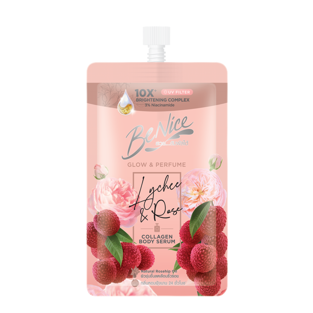 [Gift ]บีไนซ์ โกลว์ แอนด์ เพอร์ฟูม ไลชี่ แอนด์ โรส คอลลาเจน บอดี้ เซรั่ม 30 มล. (สินค้าสมนาคุณงดจำหน่าย)