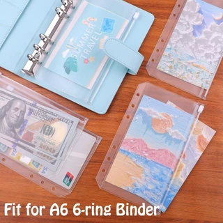แฟ้ม LR A4 และขนาดยาว Organizer, A6/A5 PP Binder ฝาครอบใส 6 หลุมหลวมสําหรับเครื่องเขียนเงินผู้ถือเอกสาร