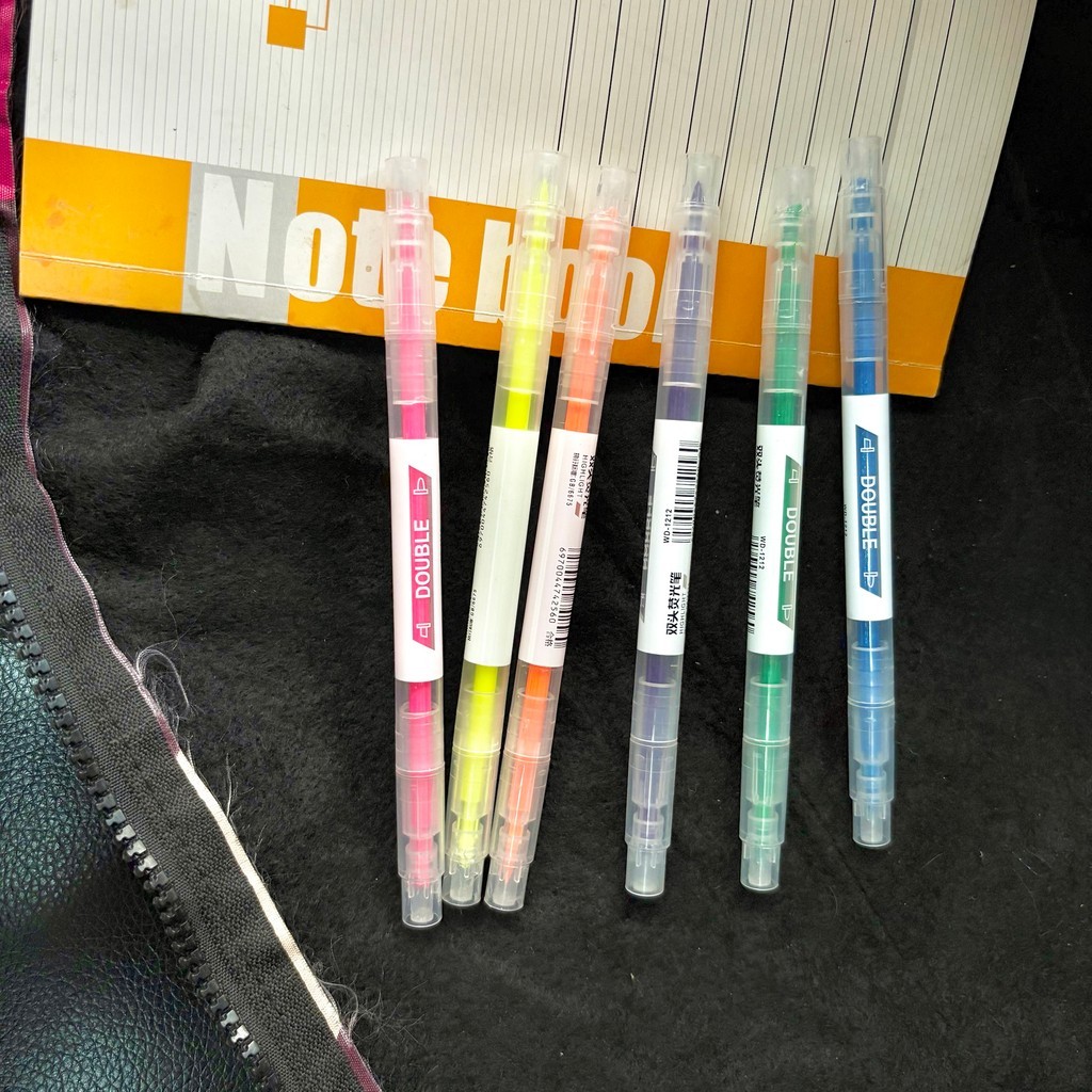 ปากกาเน้นข้อความแบบปลายคู่ 6 ชิ้น - เครื่องหมายปลายคู่ น่ารัก สําหรับโรงเรียน สํานักงาน และบันทึกตํารา - รูปที่ 2
