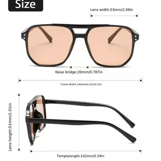 Retro Double Beam แว่นตากันแดดกรอบใหญ่ UV Protection Ocean เลนส์ชาดํา/สีดําสีเหลืองสําหรับฤดูหนาว Sun Aesthetic 2026 Early Spring รันเวย์