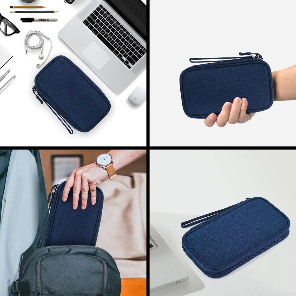 ​1PC Travel Tech Organizer - ที่เก็บสาย USB สีชมพู/เทา/ดํา/กรมท่าสําหรับเครื่องชาร์จและหูฟัง​