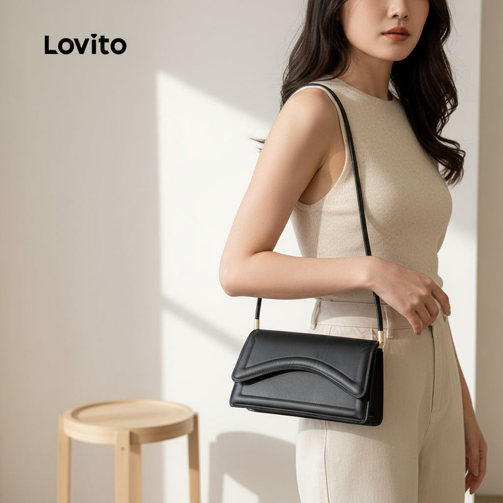 Lovito กระเป๋าขนาดเล็กทรงสี่เหลี่ยม ดีไซน์เรียบง่าย ยอดนิยม สําหรับผู้หญิง ใช้ในฤดูร้อน LFA72031