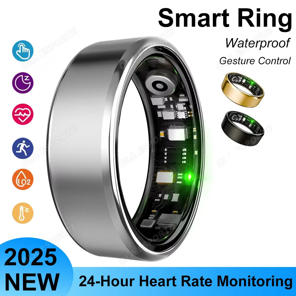 ใหม่ แหวนอัจฉริยะแบบด้าน ตรวจสอบการนอน อัตราการเต้นของหัวใจ ฟิตเนสสําหรับผู้ชายและผู้หญิง กันน้ํา รองรับหลายโหมดกีฬา สําหรับ Android และ IOS