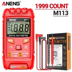 หนึ่งชุด ANENG M113 มัลติมิเตอร์ขนาดเล็กแบบพกพา, 1999 นับเครื่องทดสอบแรงดันไฟฟ้า AC/DC พร้อม CAT II 600V ความปลอดภัยการรับและการตรวจจับ NCV