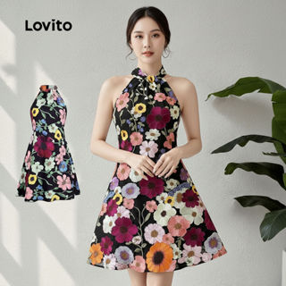 Lovito ชุดเดรสสไตล์โบฮีเมียน สําหรับผู้หญิง ซิปหน้า ฤดูใบไม้…