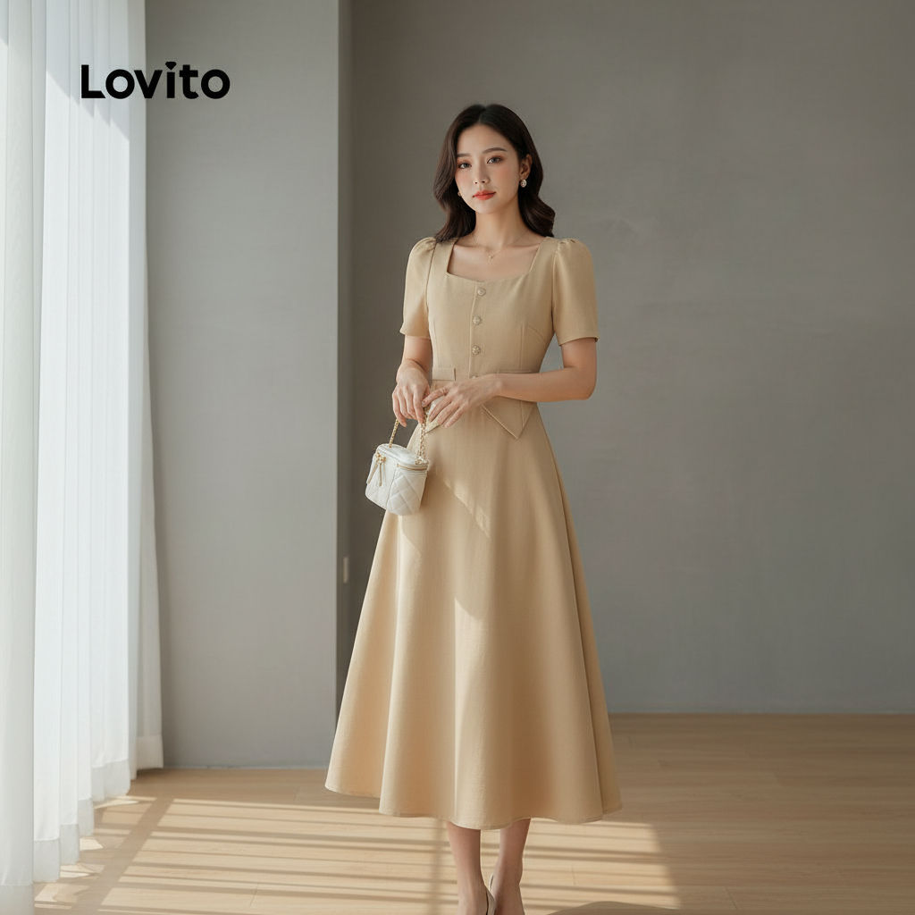 Lovito เดรส 2 in 1 ดีไซน์เรียบหรู สําหรับผู้หญิง L132ED021