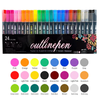 ชุดปากกาคอนทัวร์เส้นคู่ 8/12/24 สีเครื่องหมายโลหะสําหรับโครงการศิลปะ ทําเอง และสร้างสรรค์