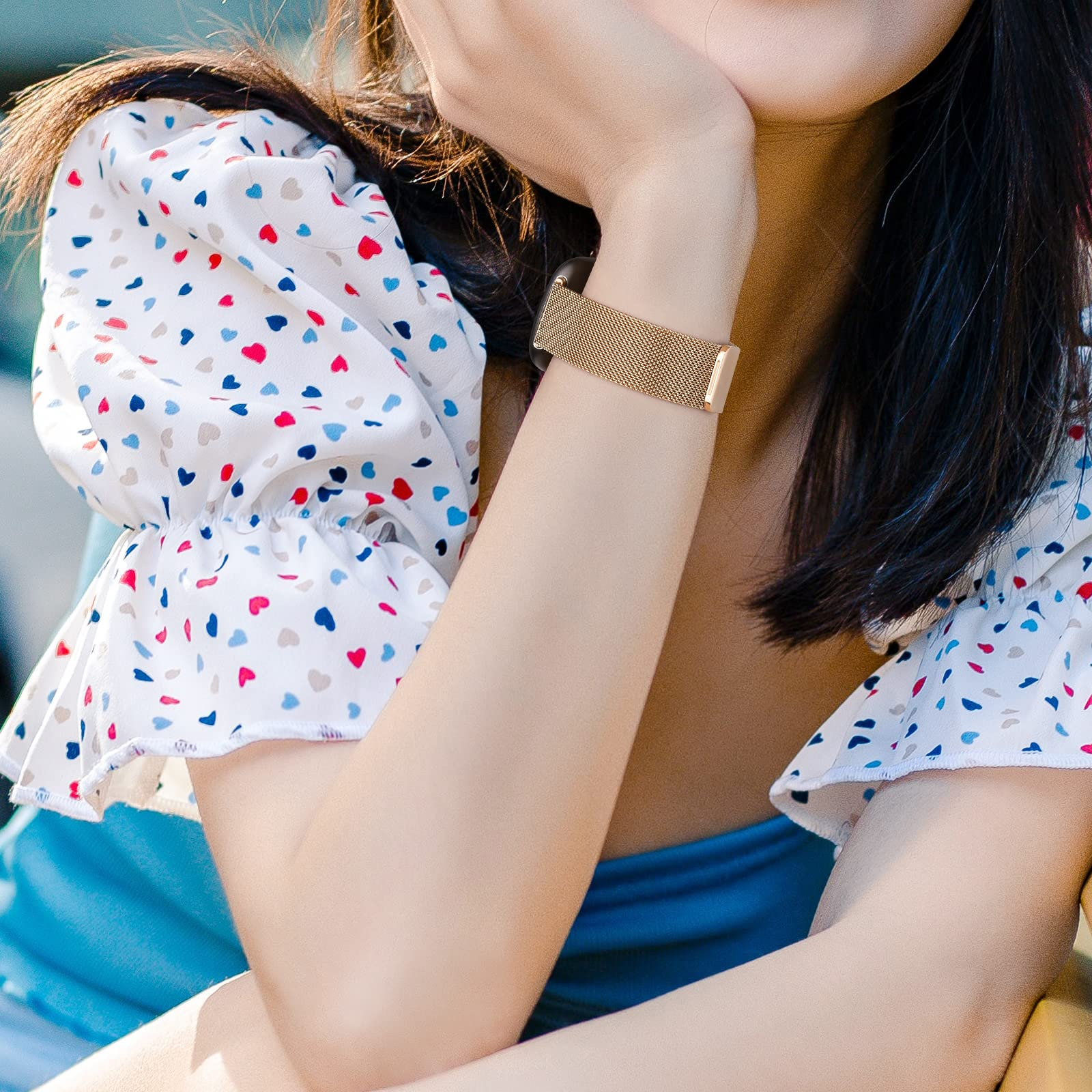 สายโลหะ เข้ากันได้กับ Fitbit Sense 2/Sense/Versa 4/3 ผู้หญิงผู้ชาย, ห่วงตาข่ายสแตนเลสสายรัดแม่เหล็กสําหรับ Fitbit Sense 2/Sense/Versa 4/3 smart watch สําหรับสายรัดข้อมือผู้หญิง ราคา ถูกที่สุด ดีลบีเคเค แกลเลอรีภาพที่ 8