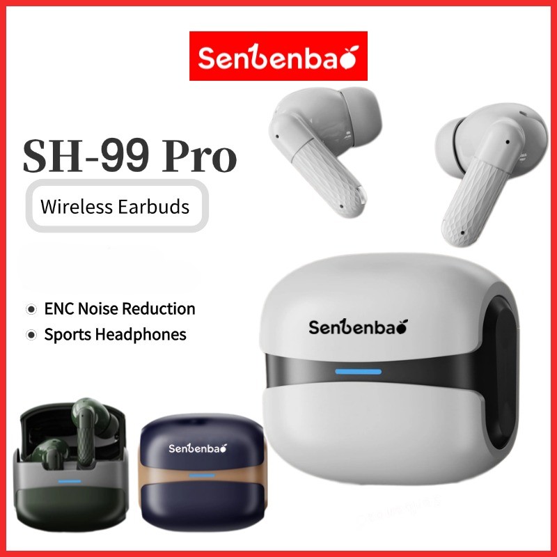 Senbenbao SH77 หูฟังบลูทูธไร้สาย TWS พร้อมไมโครโฟนในตัวบลูทูธ 5.3 เสียง Hi-Fi หูฟังขนาดเล็ก