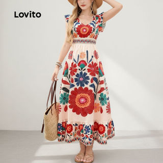 Lovito Boho Women Zippered Dress for Spring Summer L167LD050