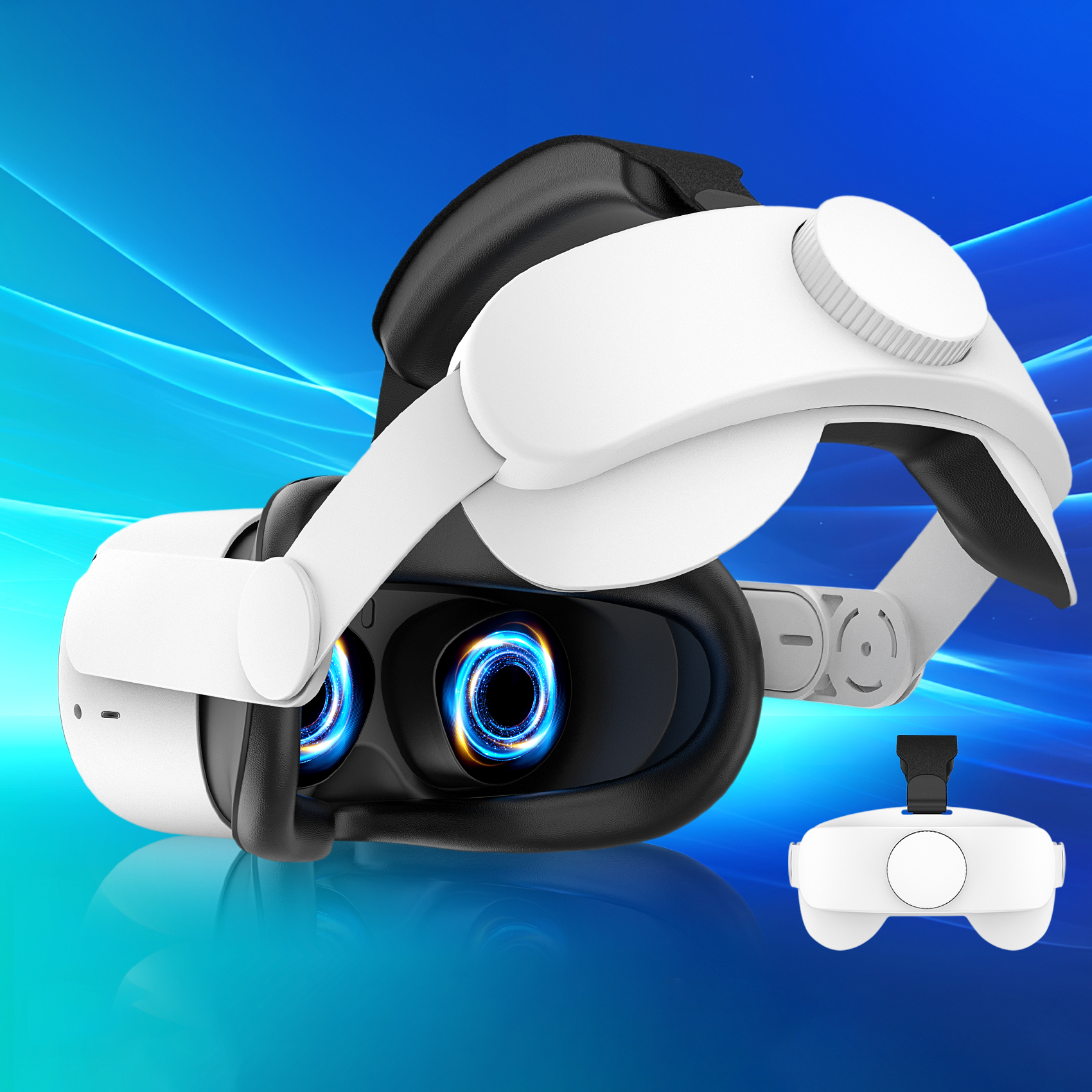 สายรัดศีรษะที่เข้ากันได้กับ Oculus Quest 2, อุปกรณ์เสริม Meta Quest 2 พร้อมสายรัด Elite แบบปรับได้ ทดแทน เพิ่มความสบาย รองรับ และสร้างประสบการณ์เสมือนจริงที่สมจริงยิ่งขึ้นในการเล่นเกม (ไม่ต้องใช้แบตเตอรี่)