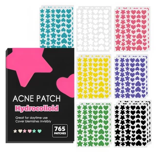 แผ่นแปะสิวไฮโดรเจล 765 ชิ้น – ดีไซน์สีสันสดใส, สูตรไร้แอลกอฮอล์, ดูแลผิวทุกเพศ | แผ่นแปะสิว, ปกปิดสิว, แผ่นแปะใบหน้า