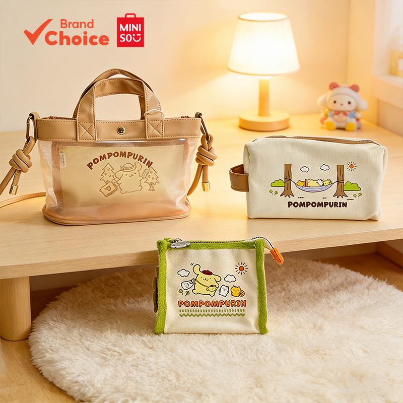 MINISO Sanrio Character Lets Go Series Pompompurin 3-In-1 Bag Set Multi-function & Airy & Travel-Rea