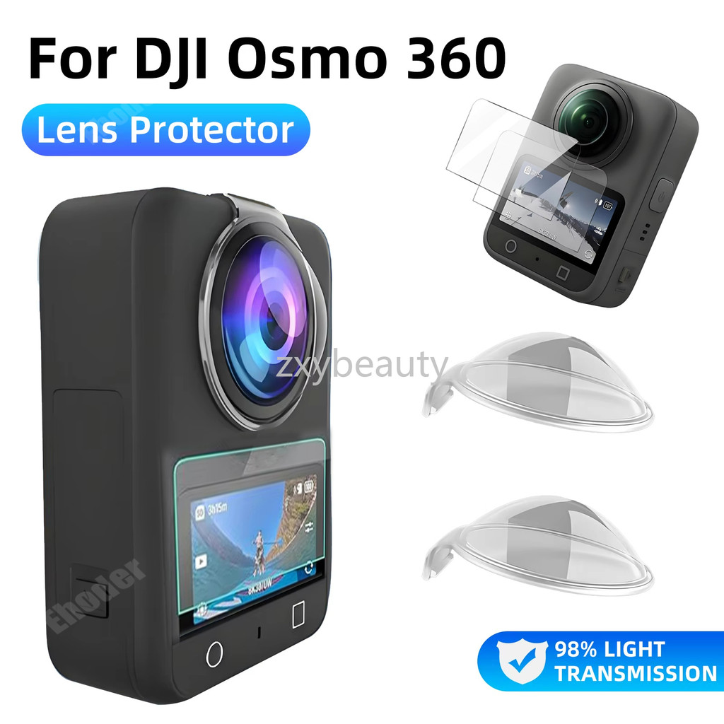 สําหรับ DJI Osmo 360 เลนส์ยาม PC ป้องกันหน้าจอกระจกนิรภัย Anti-Scratch ฟิล์มอุปกรณ์เสริม