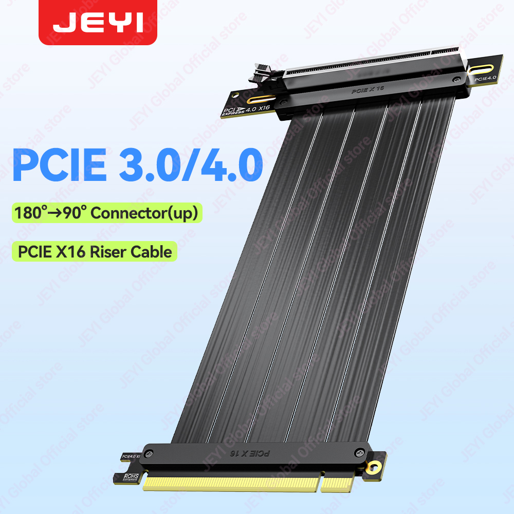 สายต่อขยาย PCIe 4.0/3.0 x16 แบบ 90 องศา JEYI พร้อมการป้องกันสัญญาณรบกวน สําหรับ RTX 4090/4080/4070/7