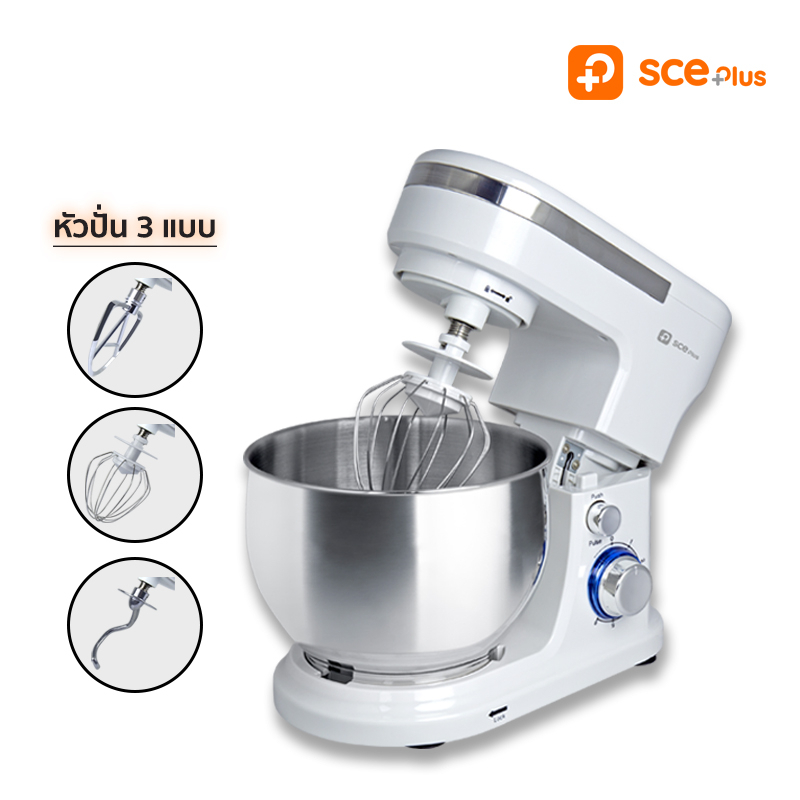 SCE Plus Stand Mixer เครื่องผสมอาหาร 5 ลิตร รุ่น SM-A1 กำลังไฟ 1000W ปรับความเร็ว 6 ระดับ พร้อมหัวตี 3 แบบ