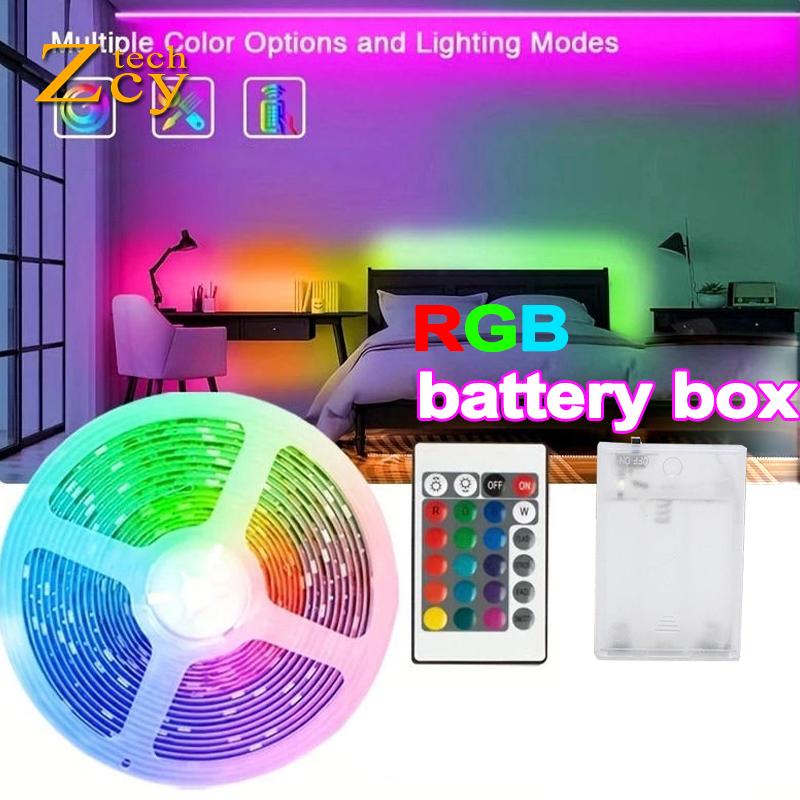 10M กล่องแบตเตอรี่ ไฟเส้นแอลอีดี RGB พร้อมรีโมท สําหรับห้องนอน ไฟเส้นยืดหยุ่น RGB