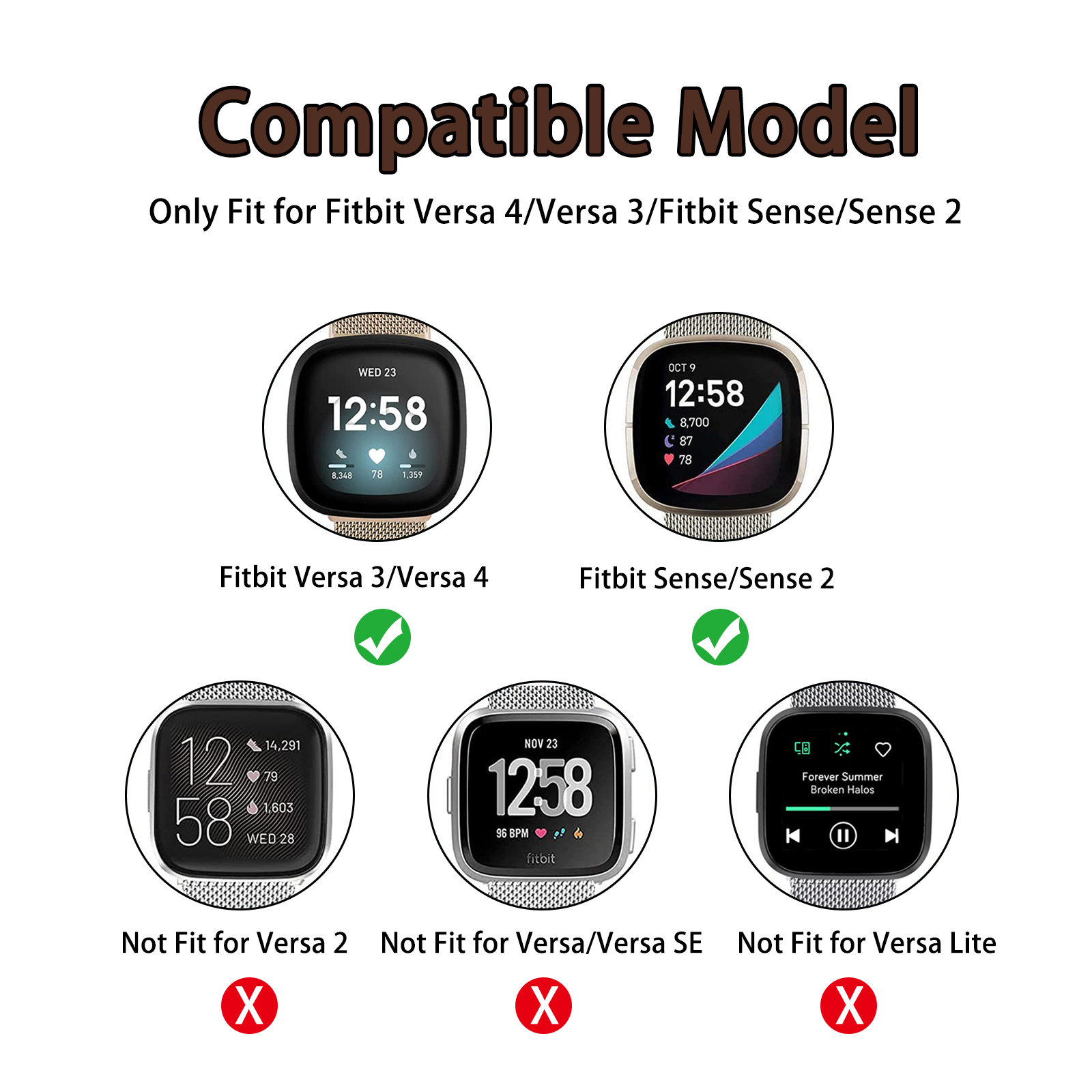 สายโลหะ เข้ากันได้กับ Fitbit Sense 2/Sense/Versa 4/3 ผู้หญิงผู้ชาย, ห่วงตาข่ายสแตนเลสสายรัดแม่เหล็กสําหรับ Fitbit Sense 2/Sense/Versa 4/3 smart watch สําหรับสายรัดข้อมือผู้หญิง ราคา ถูกที่สุด ดีลบีเคเค แกลเลอรีภาพที่ 5