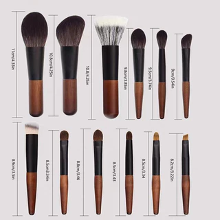 ชุดแปรงแต่งหน้าขนาดเล็กมืออาชีพ 12 ชิ้นพร้อมกระเป๋าเก็บแปรงที่เป็นมิตรกับการเดินทาง