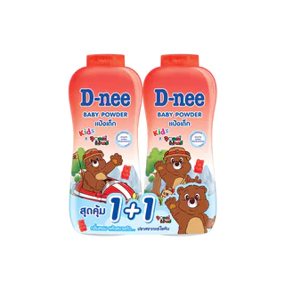 [แพ็คคู่] D-nee ดีนี่ คิดส์ แป้งเด็ก บับเบิ้ลกัม พาวเดอร์ x จอลลี่ แบร์ 300+300 ก.
