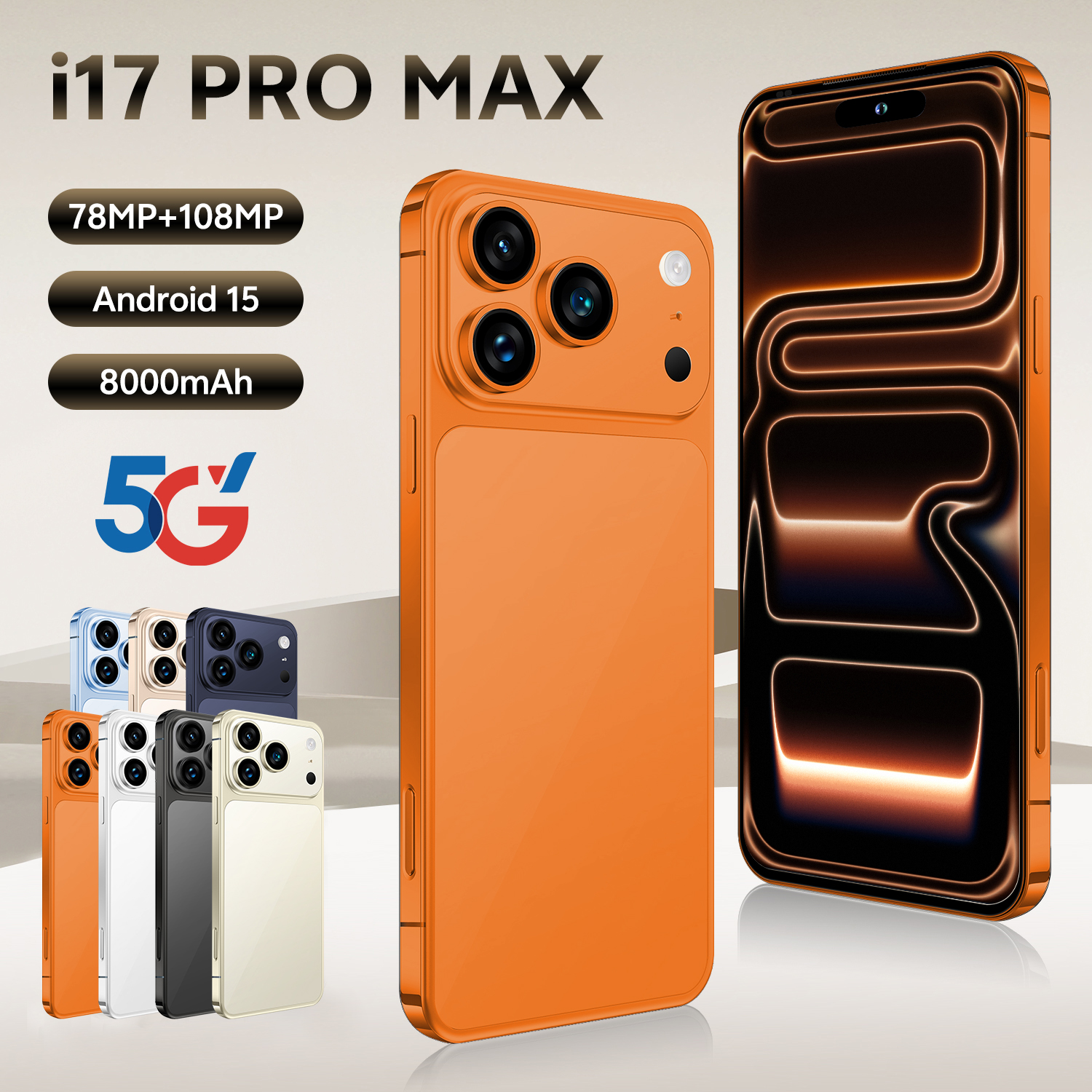 I17 Pro Max 5G สมาร์ทโฟนสําหรับเล่นเกม 7.3 นิ้วหน้าจอ 16GB-1TB Android ปลดล็อก Global Version โทรศัพท์มือถือราคาถูก