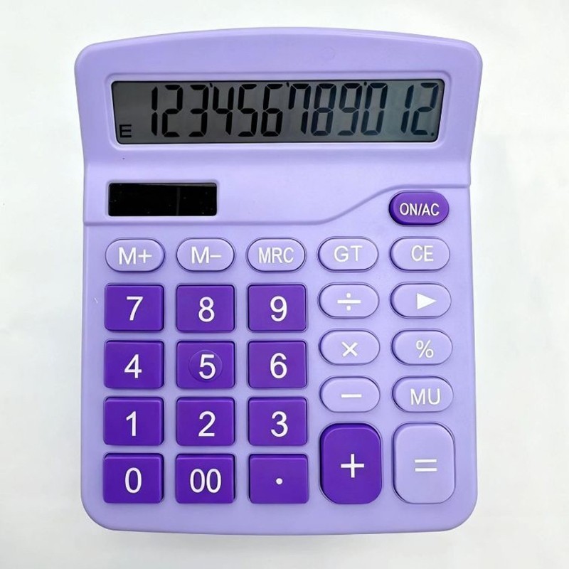 เครื่องคิดเลข 12 หลัก ระบบ 2in1 ใช้ได้ทั้งถ่านและโซลาร์เซลล์ จอใหญ่ ปุ่มขนาดใหญ่ ดีไซน์สีพาสเทล ใช้งานง่าย