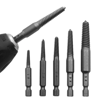 One ชุด 5 ชิ้นสกรู Extractor เจาะ Bits ชุดคู่มือ, Broken Bolt Remover Hex Shank พร้อม Spanner สําหรับเครื่องมือมือ