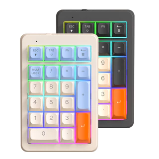 Freewolf M21 คีย์แพดตัวเลขไร้สาย 21 ปุ่ม, ไฟ RGB, โหมดคู่ BT 5.0 และ 2.4G, ชาร์จซ้ําได้