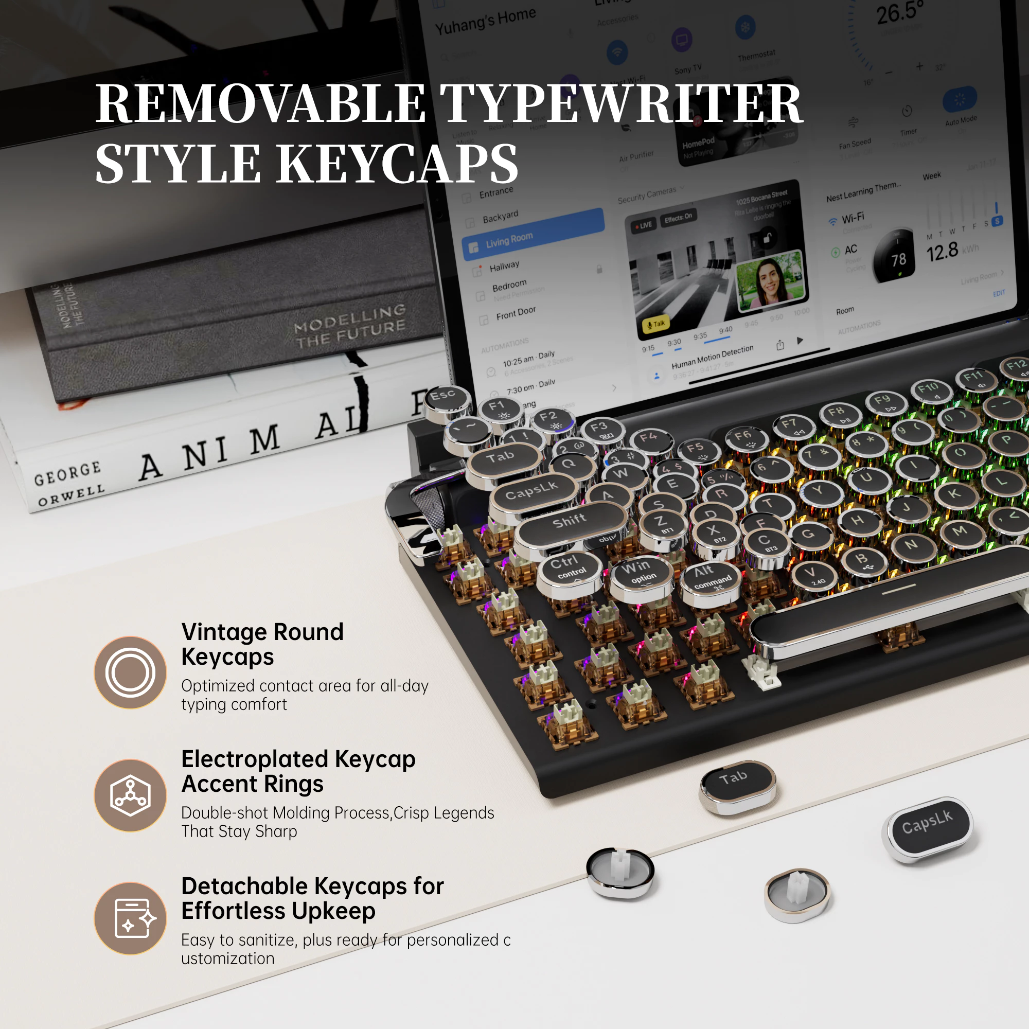 คีย์บอร์ดกลไกไร้สาย 7KEYS TW1867 Retro Typewriter RGB thumbnail 7