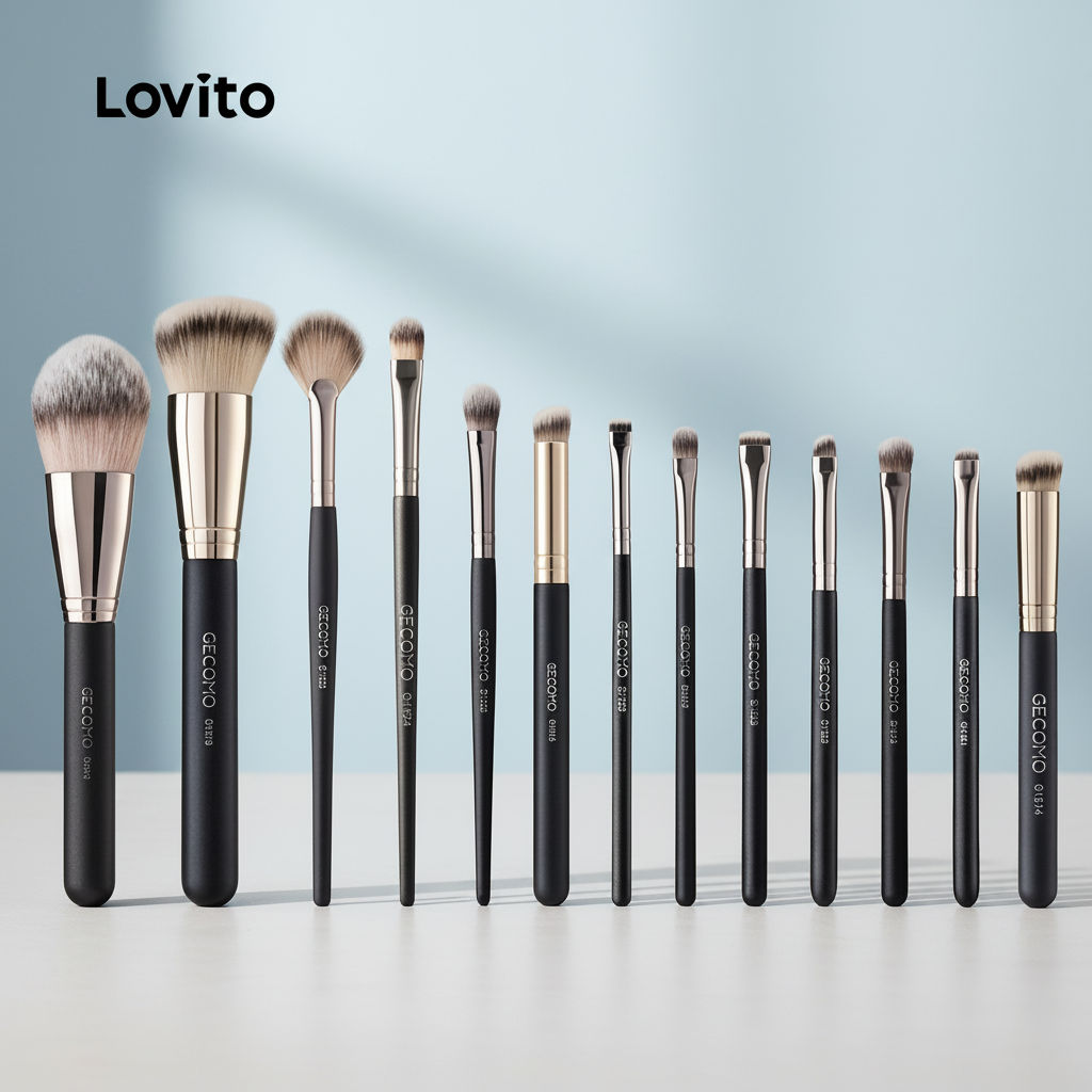 Lovito ชุดแปรงแต่งหน้า สําหรับผู้หญิง แปรงคอนซีลเลอร์ อายแชโดว์ เครื่องสําอาง มืออาชีพ LCS09077