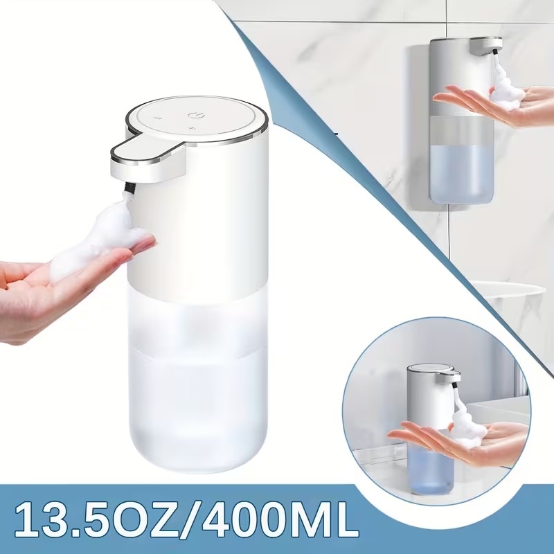 ใหม่ 400ML USB ชาร์จเดสก์ท็อปหรือติดผนัง IPX5 กันน้ําเซ็นเซอร์อัตโนมัติสบู่ Push-Free ไฟฟ้าทําความสะอาดปั๊มแชมพูคอนเทนเนอร์ล้างจานขวดของเหลว