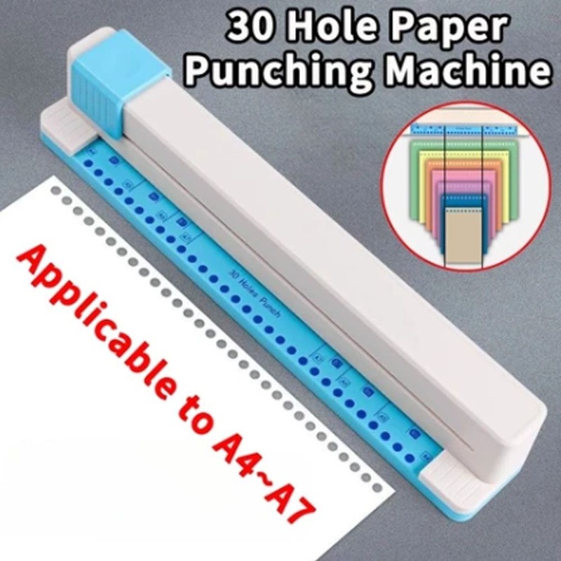 Punch 30 หลุมวางแผนกระดาษ Puncher หลวม Leaf Notebook Binder มือ Push เครื่องเขียนเครื่องมือโรงเรียน Office