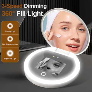 กระจกแต่งหน้า LED มินิแบบพกพาพร้อมกล้อง UV ตรวจสอบครีมกันแดดใบหน้าสวยงาม กระจกอเนกประสงค์สําหรับใช้ในบ้าน เดินทาง และใช้ในชีวิตประจําวัน ขนาดกะทัดรัดและชาร์จไฟได้