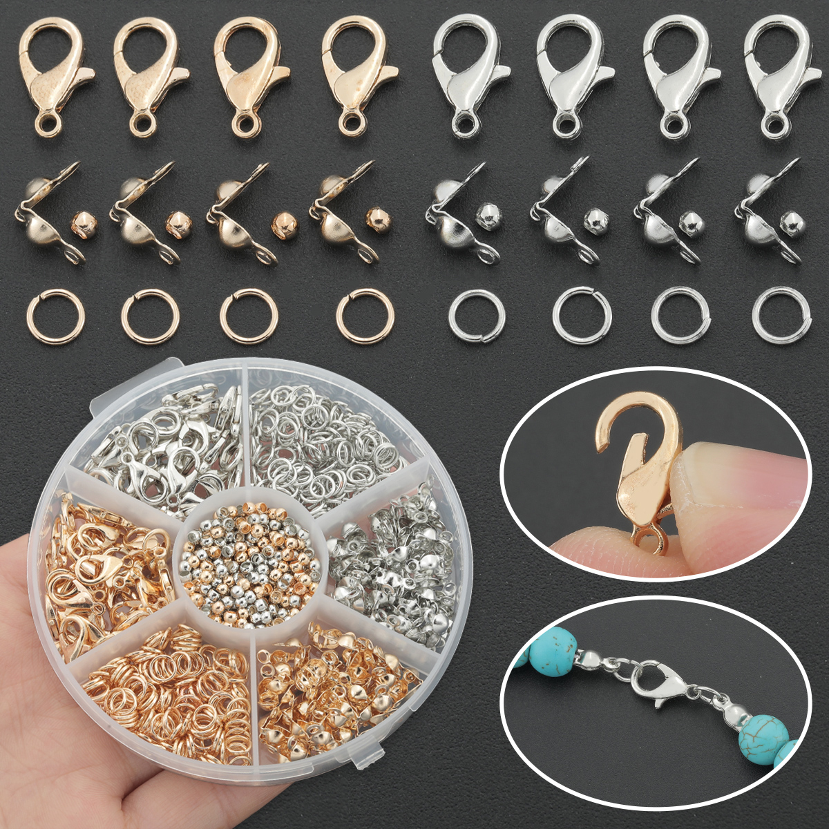 300 ชิ้น/กล่อง Lobster Clasp & Jump สําหรับแหวนชุดสําหรับเครื่องประดับทํา,สร้อยข้อมือสร้อยคอ Finishing, Diy Charms & จี้อุปกรณ์เสริม