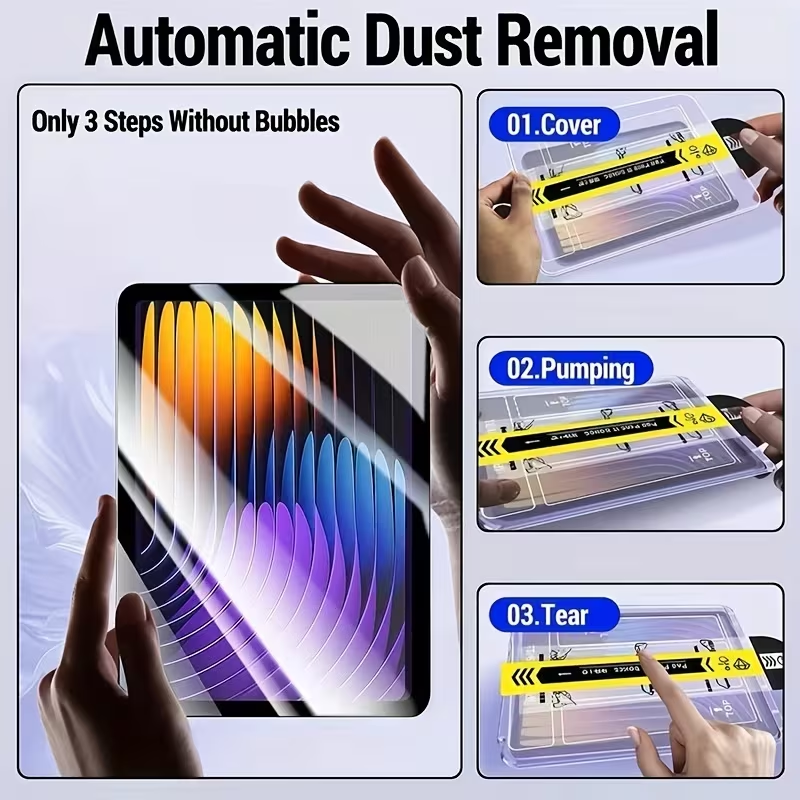 กระจกนิรภัยไร้ฝุ่นสําหรับหน้าจอ iPad Gen 7/8/9 10.2 Pro 11'' Air 4/5/11/13 ปกป้องเต็มหน้าจอคมชัดสูง - รูปที่ 2