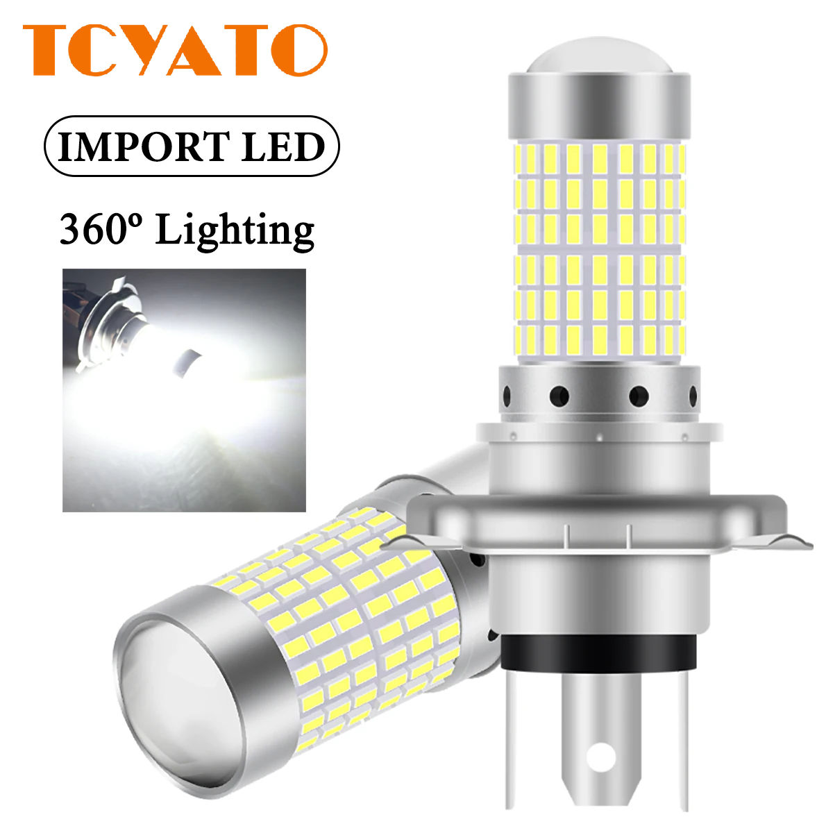 หลอดไฟหน้ารถจักรยานยนต์ LED 144SMD H4 P15D BA20D 12V ไฟหน้าสีขาว