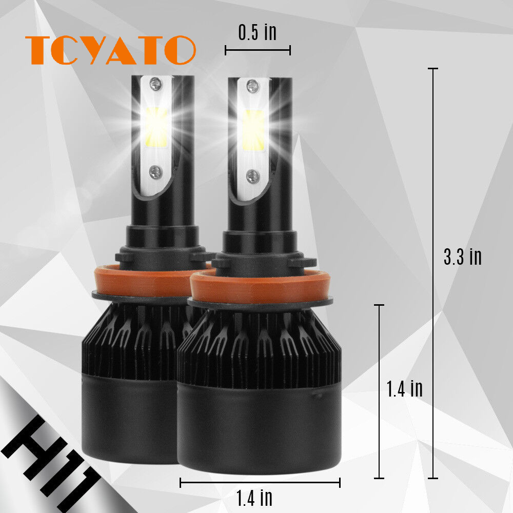TCYATO 2 LED 4300K H7 H11 9005 C6 อลูมิเนียมสีดําหลอดไฟรถยนต์ความสว่างสูง