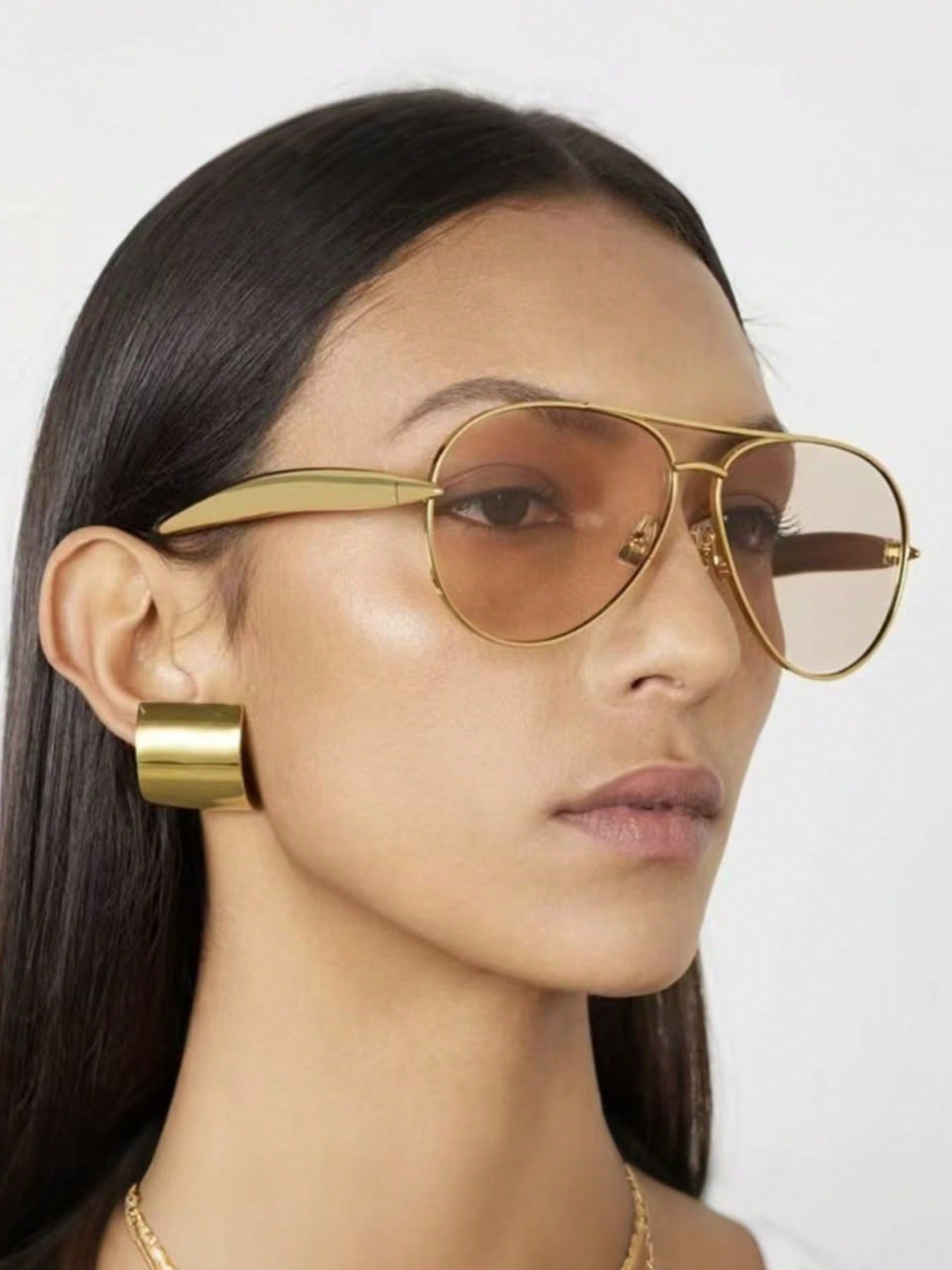 แว่นกันแดด Aviator กรอบโลหะขนาดใหญ่ Retro สําหรับสุภาพสตรี