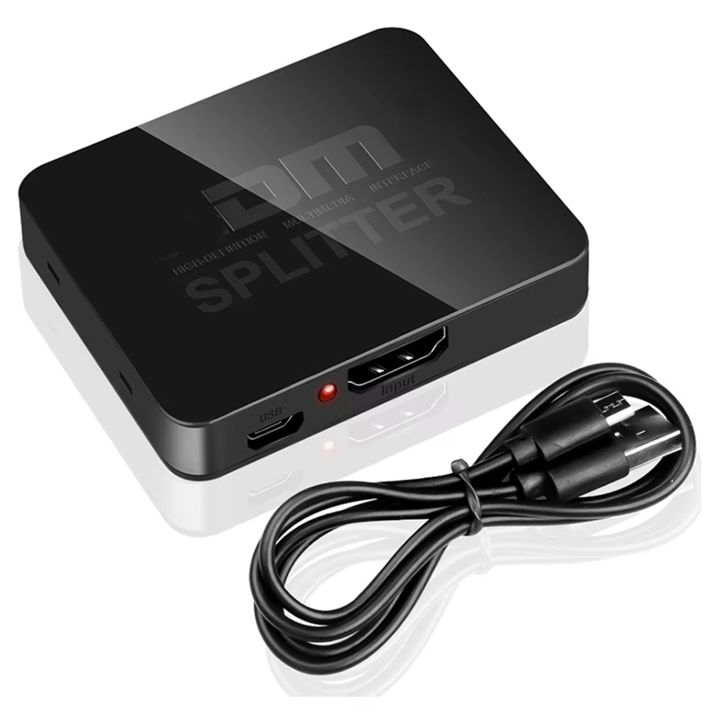 สวิตช์แยกที่รองรับ HDMI 1x2 4K 1 ใน 2 Out Video จําหน่ายเครื่องขยายเสียงจอแสดงผลคู่สําหรับกล่อง PC Monitor โปรเจคเตอร์แล็ปท็อป