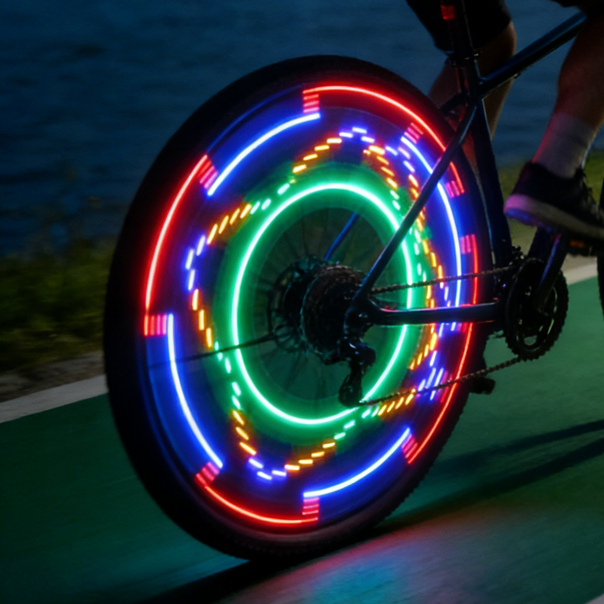 ไฟล้อจักรยาน ไฟ LED RGB สําหรับซี่ลวด กันน้ํา เพิ่มความปลอดภัยในการขี่กลางคืน
