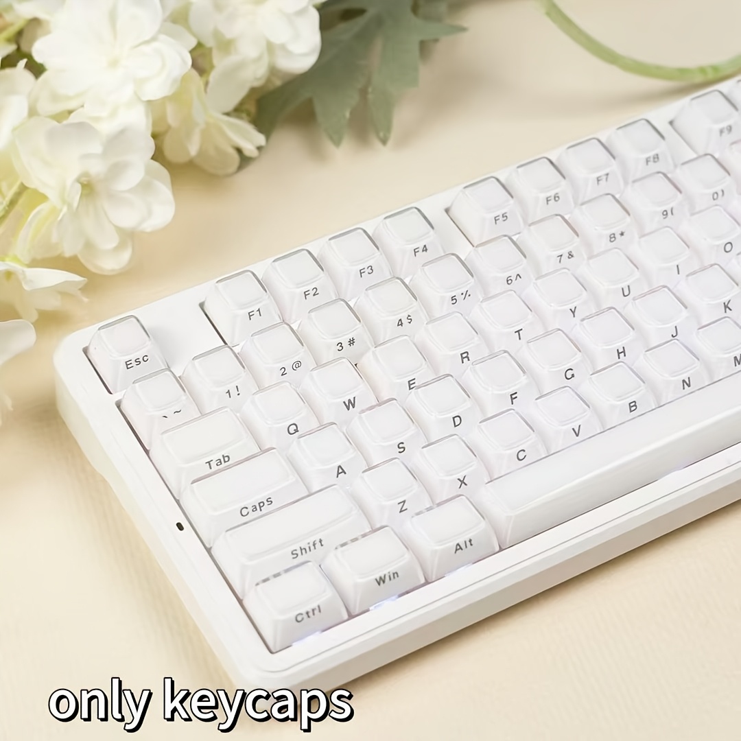 Jelly White Side Print Pbt Keycaps 130 Keys Mda สําหรับคีย์บอร์ด Diy