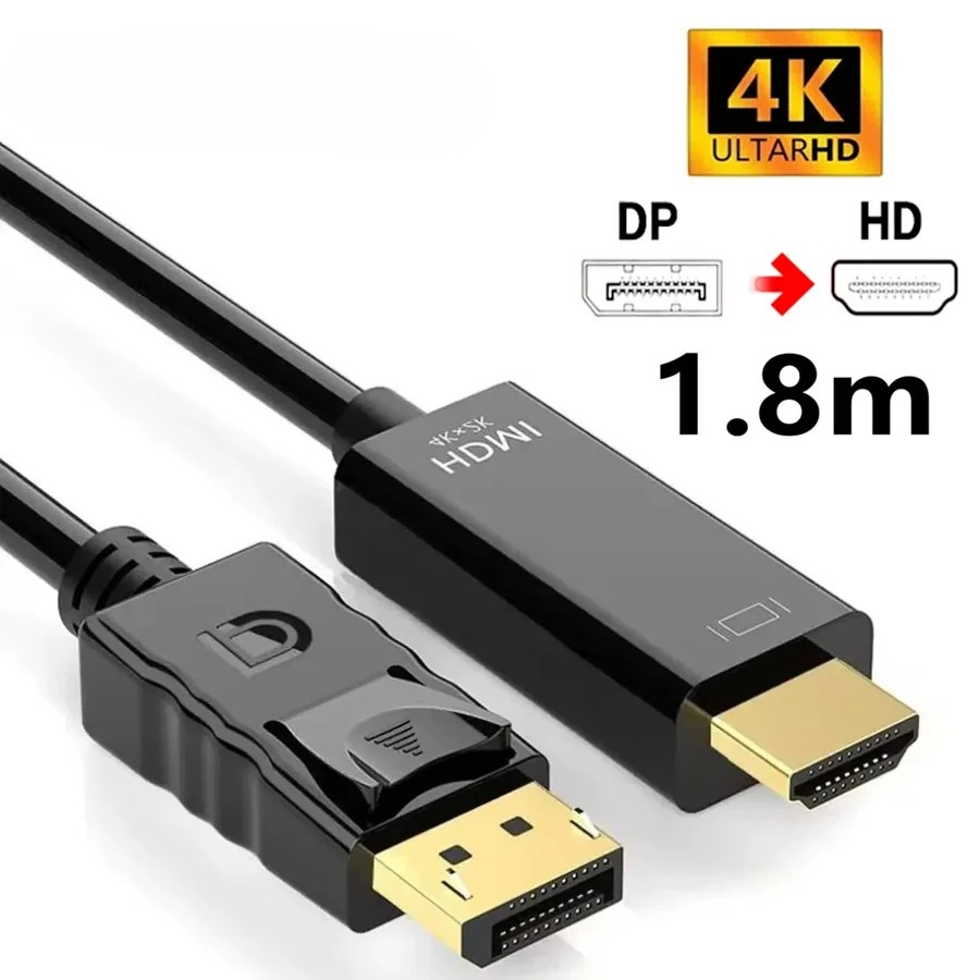 สาย DisplayPort เป็น HDMI DP เป็น HDMI 1.8M 4K Converter สําหรับ PC TV Pro