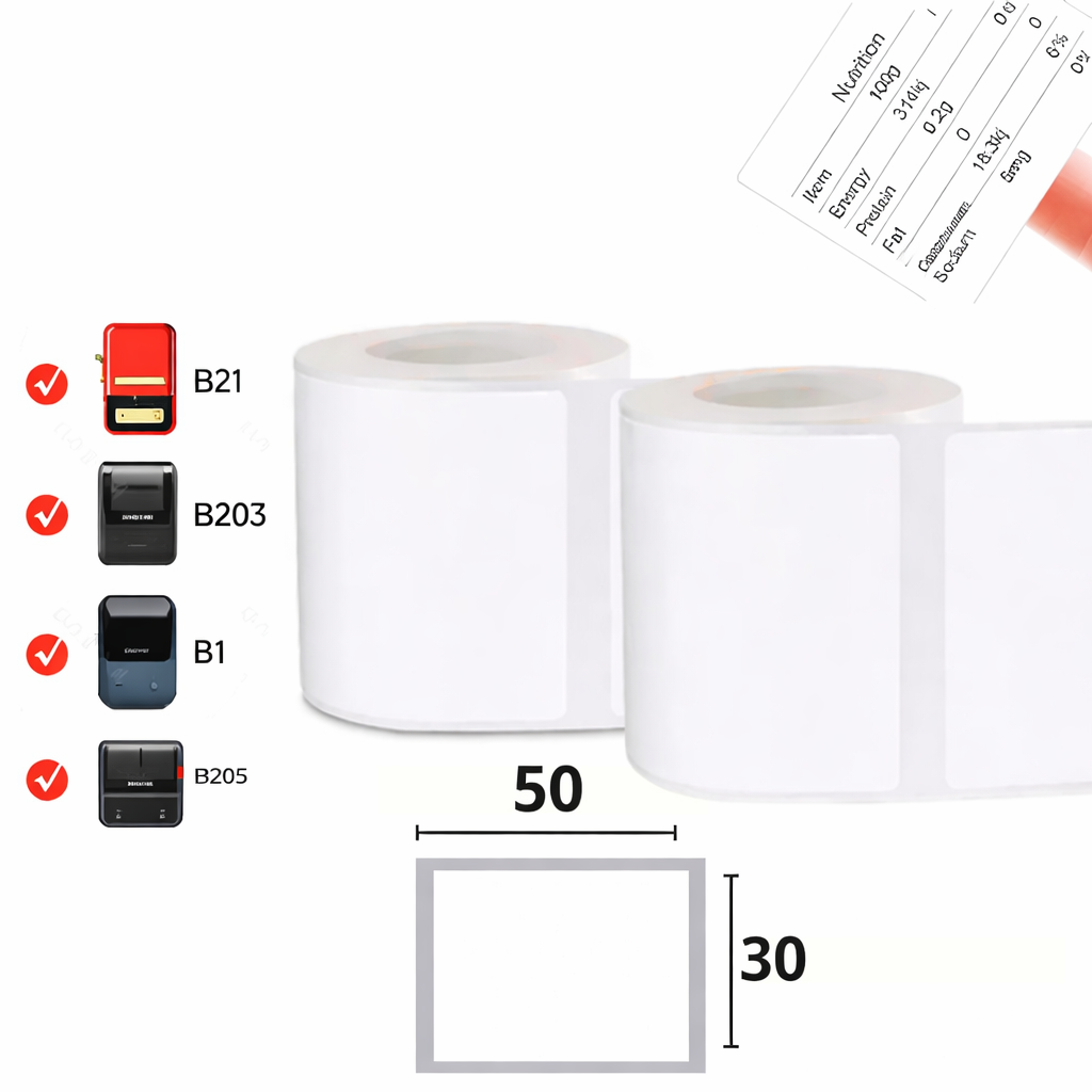 ฉลากกันน้ํากันความร้อน 3 ม้วน สําหรับเครื่องพิมพ์ B21/B1/B3S หลายขนาด เหมาะสําหรับป้ายอาหารและเครื่อ