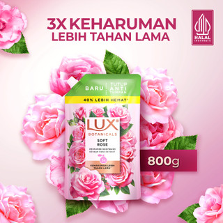 Lux Botanicals Body Wash Sabun Mandi Cair Soft Rose Pouch Refill 800g